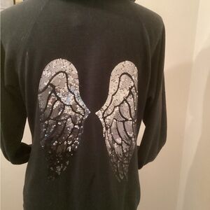 Excellent condition Victoria's Secret Black Embellished Bling Wing Hoodie